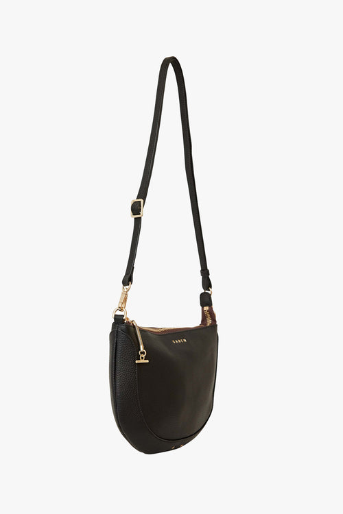 Cassia Black Top Handle Shoulder Bag with Gold Zip ACC Bags - All, incl Phone Bags Saben   