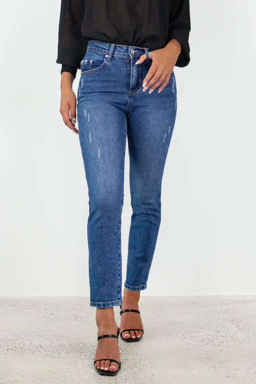 Stella Mid Blue Slim Leg Denim Jean WW Jeans Among the Brave   