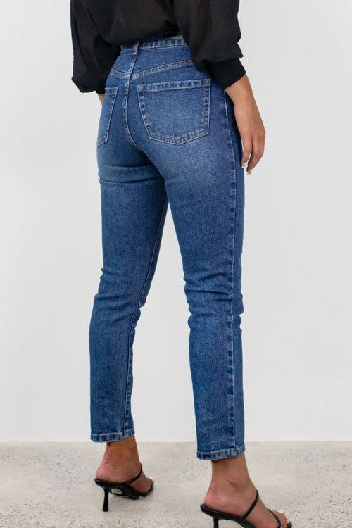 Stella Mid Blue Slim Leg Denim Jean WW Jeans Among the Brave   