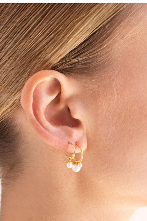 Cleo Pearl Hoop Earrings 14K Gold Plated ACC Jewellery Linda Tahija   