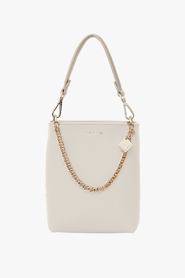 Coco Alabaster Leather Bucket Bag with Gold Chain Detail ACC Bags - All, incl Phone Bags Saben   