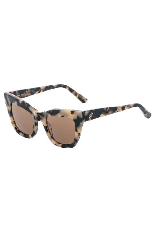 Dusk Shiny Beige Tort Brown Thick Frame Square Cat Eye Polarised Sunglasses ACC Glasses - Sunglasses Bask   