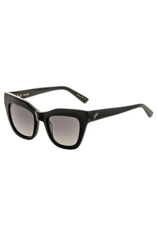 Dusk Shiny Black Grey Gradient Thick Frame Square Cat Eye Polarised Sunglasses ACC Glasses - Sunglasses Bask   