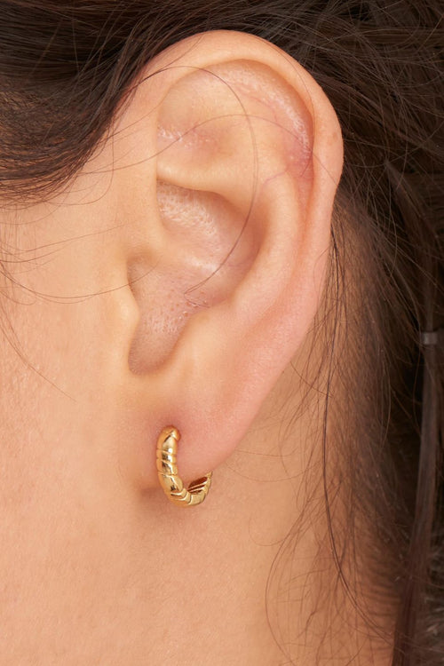 Smooth Operators Gold Twisted Huggie Earrings ACC Jewellery Ania Haie   