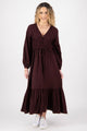 Chelsea Raisin Cotton Blouson LS Midi Dress