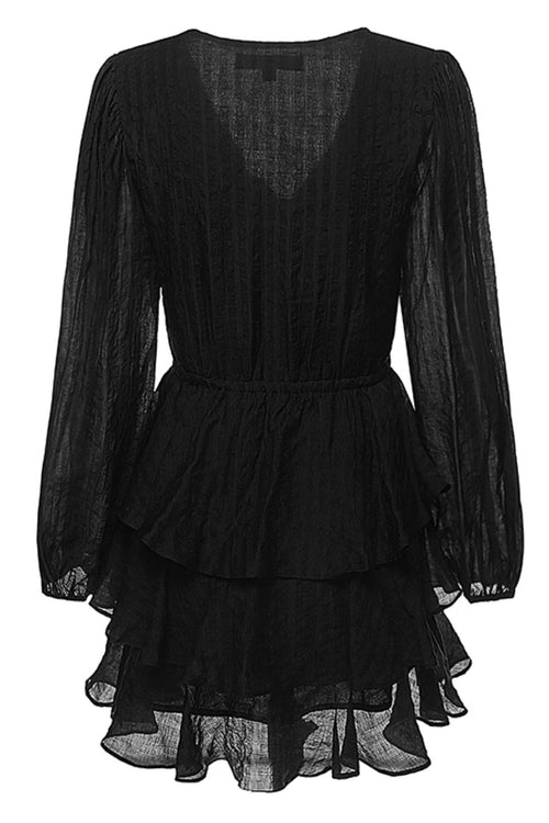 Evita Black LS V Neck Mini Tiered Dress WW Dress Ivy + Jack   