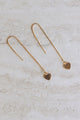 Thread Chain Heart Gold Earrings