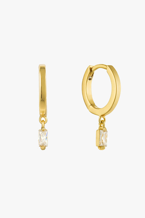 Glow Getter Gold Huggie Hoops with Crystal Drop ACC Jewellery Ania Haie   