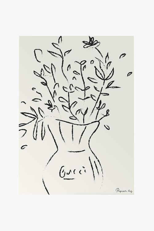 Gucci Flowers Black White Frame A2 Print HW Art - Wall Decor, Clock, Wall Mirror Papier HQ   