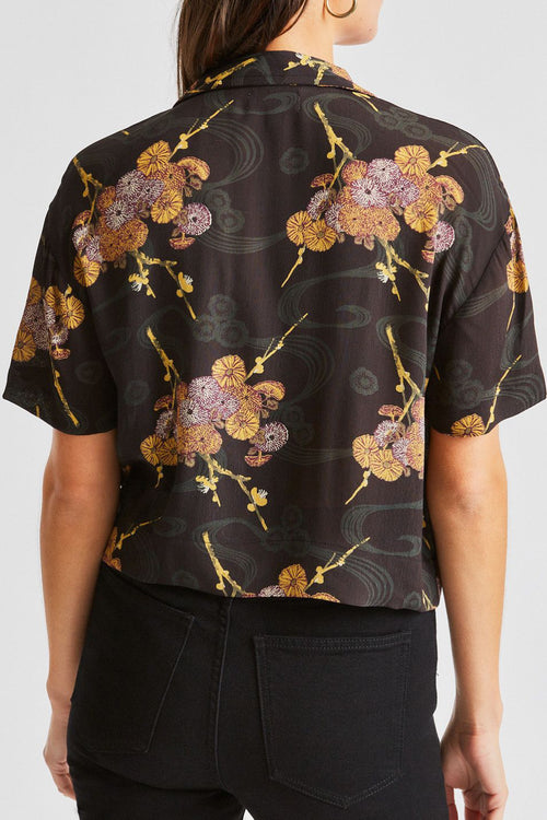 Gemma Black Moss Print Cropped Shirt WW Top Brixton   