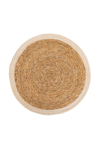 Jute Round White Border Placemat 400x400mm HW Serveware - Plate, Bowl, Servers, Dish, Platter Kerridge   