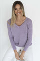 Sienna V Neck Basic Knit Lilac Top