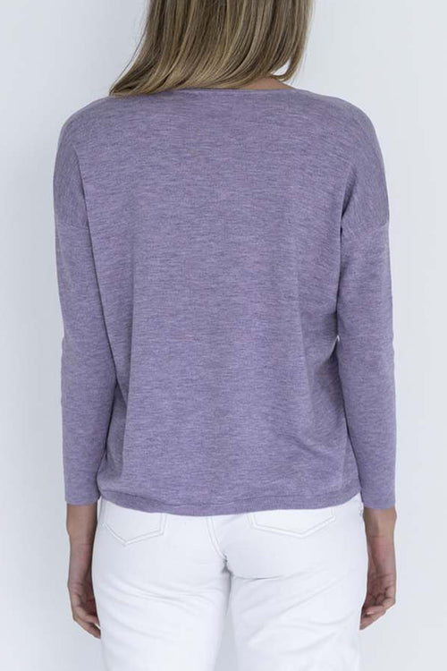 Sienna V Neck Basic Knit Lilac Top WW Knitwear Humidity Lifestyle   