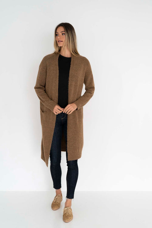 Crystal Super Soft Camel Long Cardi WW Knitwear Humidity Lifestyle   