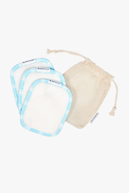 Home Reusable Makeup Wipes Pk Of 3 Chamomile Blue HW Beauty - Skincare, Bodycare, Hair, Nail, Makeup Dock and Bay   