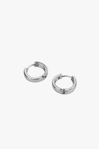 Huggie Hoop Earrings Rhodium ACC Jewellery Flo Gives Back 15% to Women In Need   