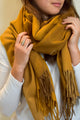 Mustard Plain Fringe Scarf