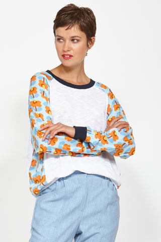 Image White LS Floral Tee WW Top Ketz-Ke   