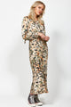 Dazzle Moss Animal LS Silky Satin Maxi Dress