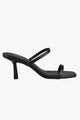 Jamie Black Thin Double Strap Low Stiletto Heels Vegan Leather