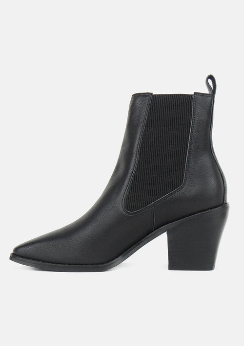 Joni Heeled Black Leather Chelsea Boot ACC Shoes - Boots Caverley   