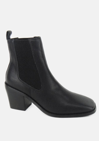 Joni Heeled Black Leather Chelsea Boot ACC Shoes - Boots Caverley   