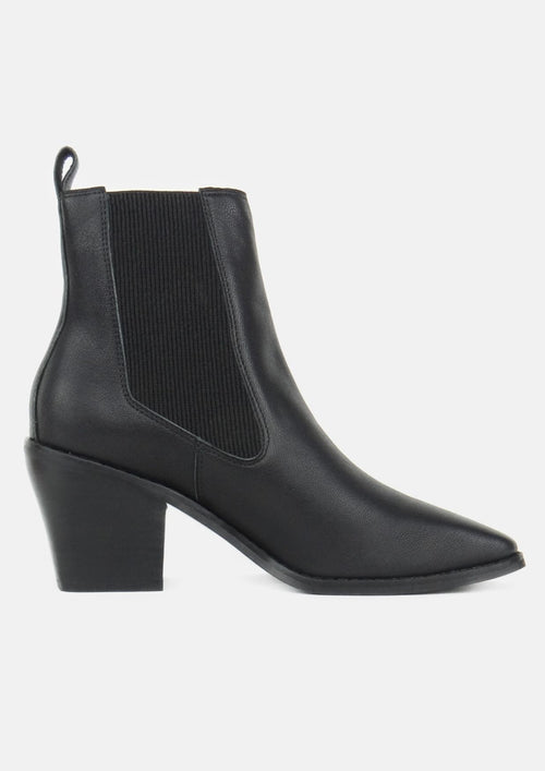 Joni Heeled Black Leather Chelsea Boot ACC Shoes - Boots Caverley   