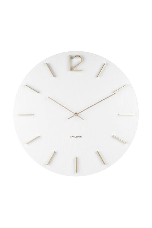 Meek White Round Clock Gold Accents HW Art - Wall Decor, Clock, Wall Mirror Karlsson   