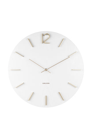 Meek White Round Clock Gold Accents HW Art - Wall Decor, Clock, Wall Mirror Karlsson   