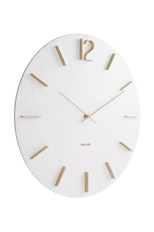 Meek White Round Clock Gold Accents HW Art - Wall Decor, Clock, Wall Mirror Karlsson   