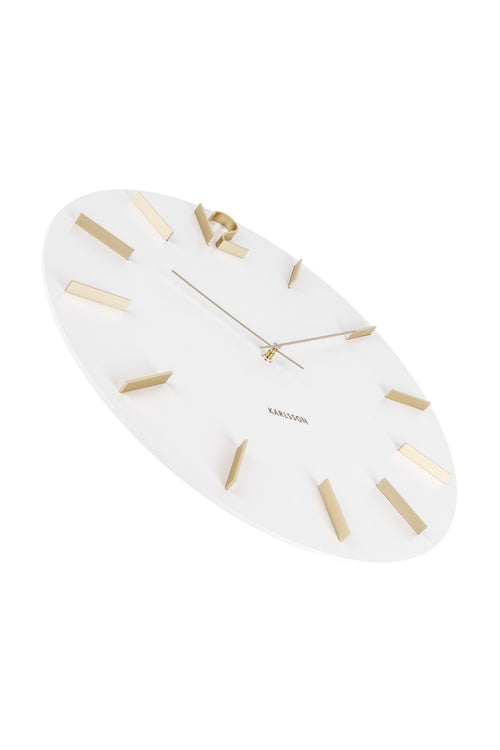 Meek White Round Clock Gold Accents HW Art - Wall Decor, Clock, Wall Mirror Karlsson   