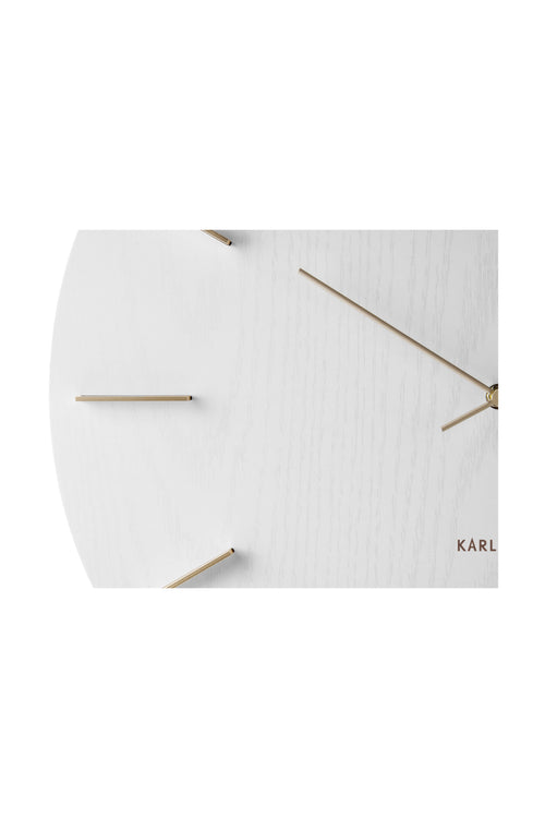 Meek White Round Clock Gold Accents HW Art - Wall Decor, Clock, Wall Mirror Karlsson   