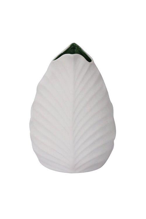 Leaf Matt White Green Interior Vase 120x88x168cm HW Decor - Bookend, Hook, Urn, Vase, Sculpture CC Interiors   