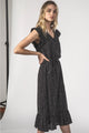 Stella Black Spec Tie Waist SS Midi Dress