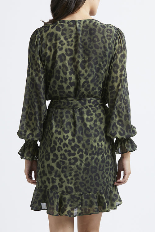 Rumour Has It LS Khaki Animal Wrap Dress WW Dress Leila + Luca   