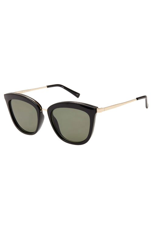 Caliente Black Gold Arms Khaki Lens Sunglasses ACC Glasses - Sunglasses Le Specs   