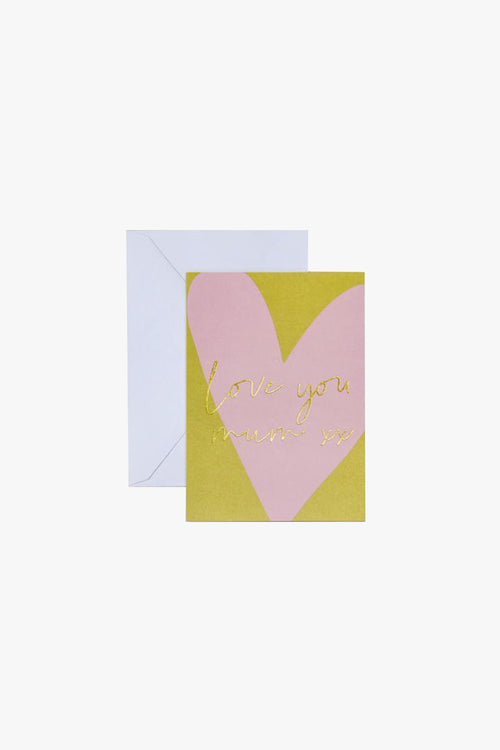 Love You Mum Large Pink Heart Greeting Card HW Greeting Cards Papier HQ   