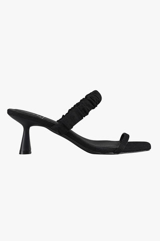 Lavender Double Strap Stiletto Heels Vegan Leather Black With Gathered Strap Detailing General St Sana   