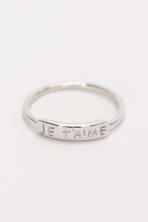 Love You Je T'aime Script Ring Sterling Silver ACC Jewellery Federation   