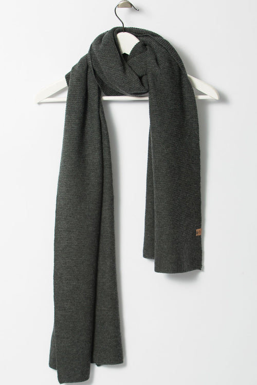 Merino Garter Stitch Knit Charcoal Scarf ACC Scarves Dinadi   