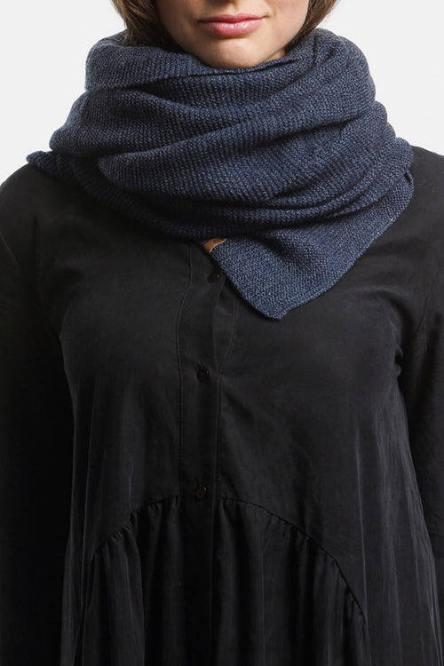 Merino Garter Stitch Knit Midnight Blue Scarf ACC Scarves Dinadi   