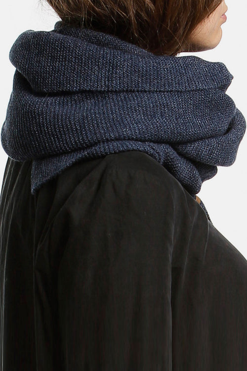 Merino Garter Stitch Knit Midnight Blue Scarf ACC Scarves Dinadi   