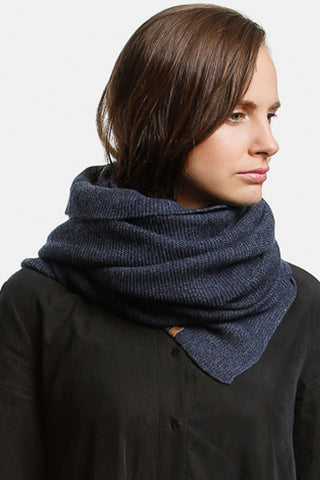 Merino Garter Stitch Knit Midnight Blue Scarf ACC Scarves Dinadi   