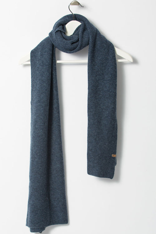 Merino Garter Stitch Knit Midnight Blue Scarf ACC Scarves Dinadi   