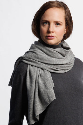 Merino Fine Knitted Flint Grey Scarf ACC Scarves Dinadi   