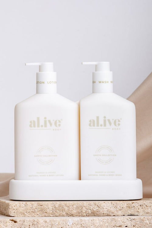 Mango & Lychee Hand & Body 500ml Wash + Lotion White Duo Tray HW Beauty - Skincare, Bodycare, Hair, Nail, Makeup Alive Body   