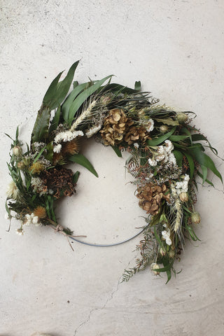 Medium Dried Flower Wreath 30cm Naturals HW Planters, Foliage, Artificial Flowers Bloomsday   