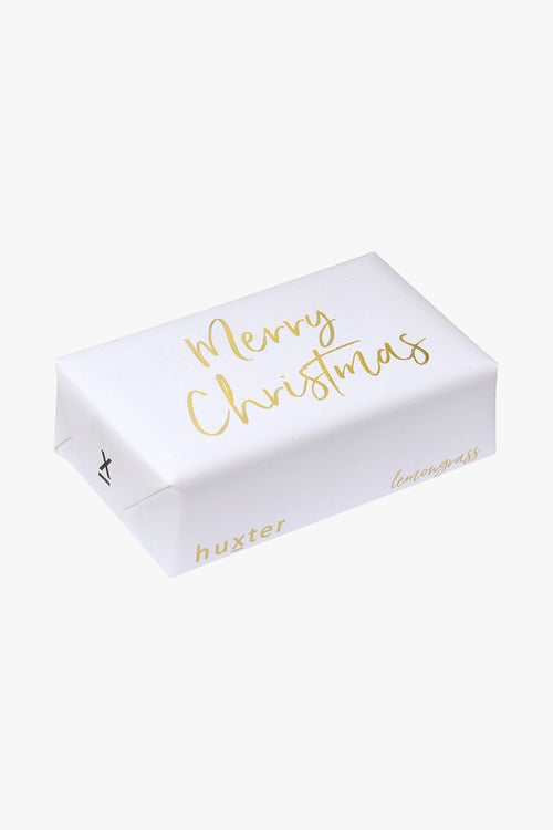 Merry Christmas White Gold Foil Lemongrass Soap HW Christmas Huxter   