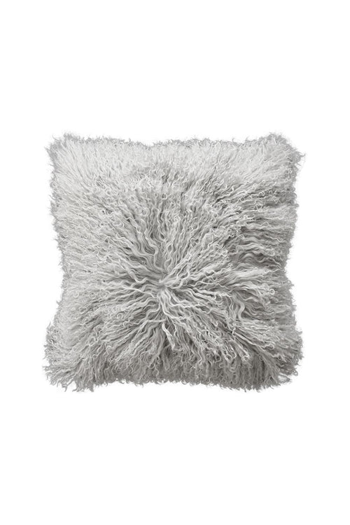 Meru Tibetan Lamb Silver Grey Feather Inner 40x40cm Cushion HW Cushions Mulberi   