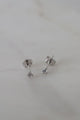 Mini Rock Stud Earrings Clear Silver